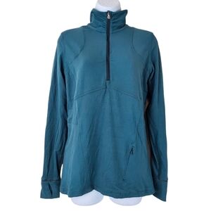 Lululemon It’s Rulu Run Half Zip Pullover Teal Thumbholes Size 8